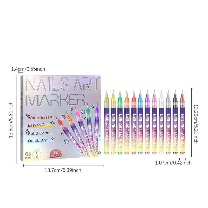 🎨12 Colors Nail Art Pens Set