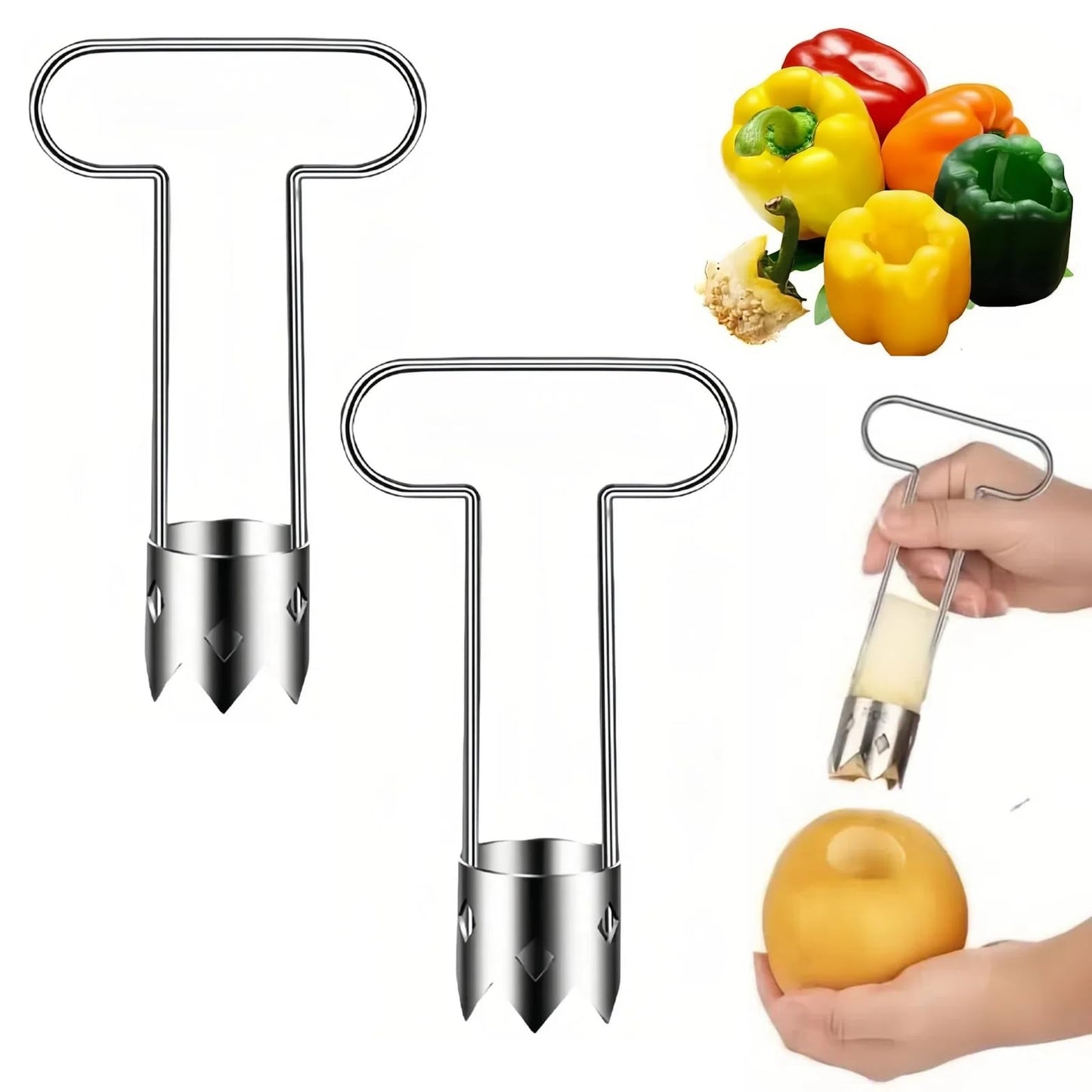 Set of 2 stainless steel fruit and vegetable seed removers