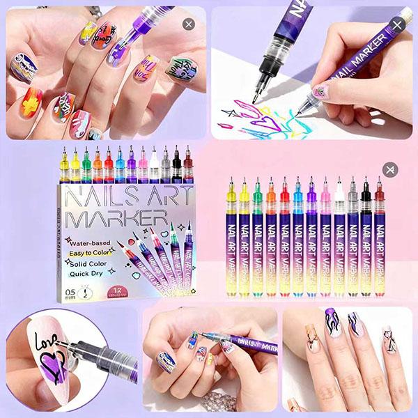 🎨12 Colors Nail Art Pens Set
