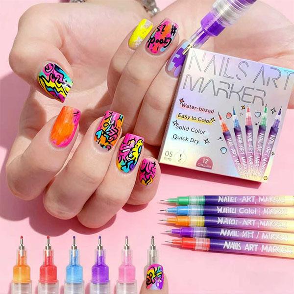 🎨12 Colors Nail Art Pens Set