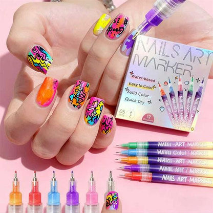 🎨12 Colors Nail Art Pens Set