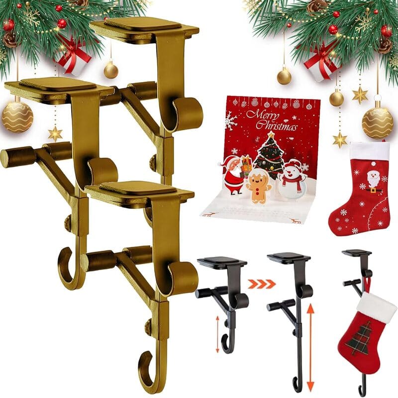 🎄Christmas Sales 50% OFF -2 In 1 Adjustable Christmas Garland and Stocking Hanger