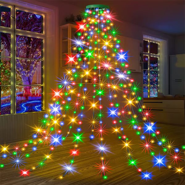 🎁Christmas Sale 50% OFF🎅Christmas Tree Waterfall Lights with Ring